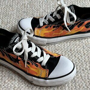 Converse One Star Orange Black Flames Boy's Size 13 Youth Low Sneakers Shoes
